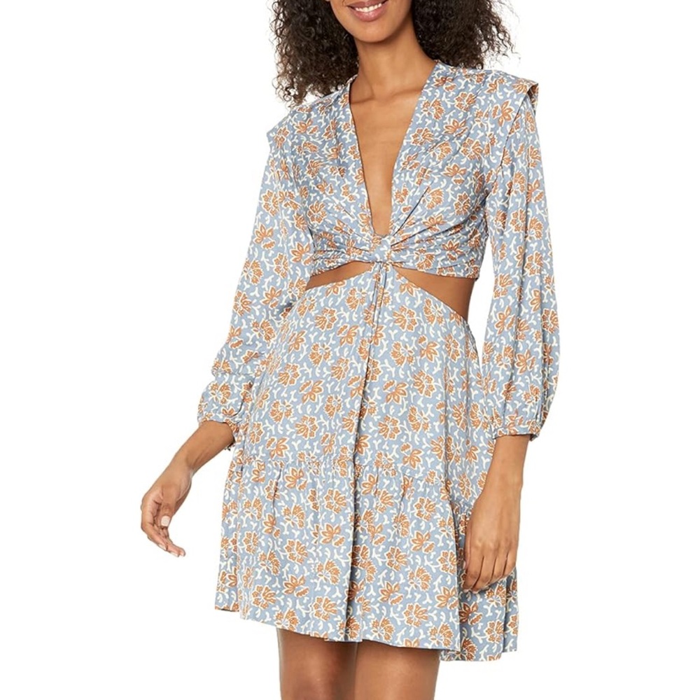 Joie Womens Maeve Dress in Country Blue Floral Cutout - Picture 3 of 8